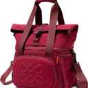 Dual Compartment Insulated Lunch bag, with 2 Leakproof Compartments & Roll-top, 13L Lunchbox for Work (Burgundy)