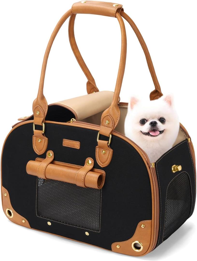 Dog Carrier Purse, Pet Carrier, Foldable Waterproof Premium Nylon Pet Travel Portable Bag Carrier for Cat and Small Dog Home/Outdoor Medium Black