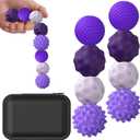 BUSOHA Silicone Fidget Balls - 8 Pack Silicone Stress Relief Balls Stone for Adults Sensory Travel Toys for Calming,Stress,Autism and ADHD,Gifts for Teens Adults,Purple (1.2 Inch)