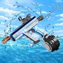 Electric Water Gun for Adults Kids, with Lighting Effects, Automatic & Manual Dual Mode High Powered High Capacity Squirt Guns, 32 FT Range for Adult Kid (Solid - Blue)