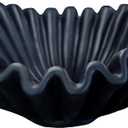 Large Decorative Handmade Bowl Decor, Modern Home Decoration, Fan Shaped Bowl, Ruffle Decor, Stylish Key Bowl for Entry Table, Decorative Fruit Bowl for Kitchen Counter, Black (10.5inch)