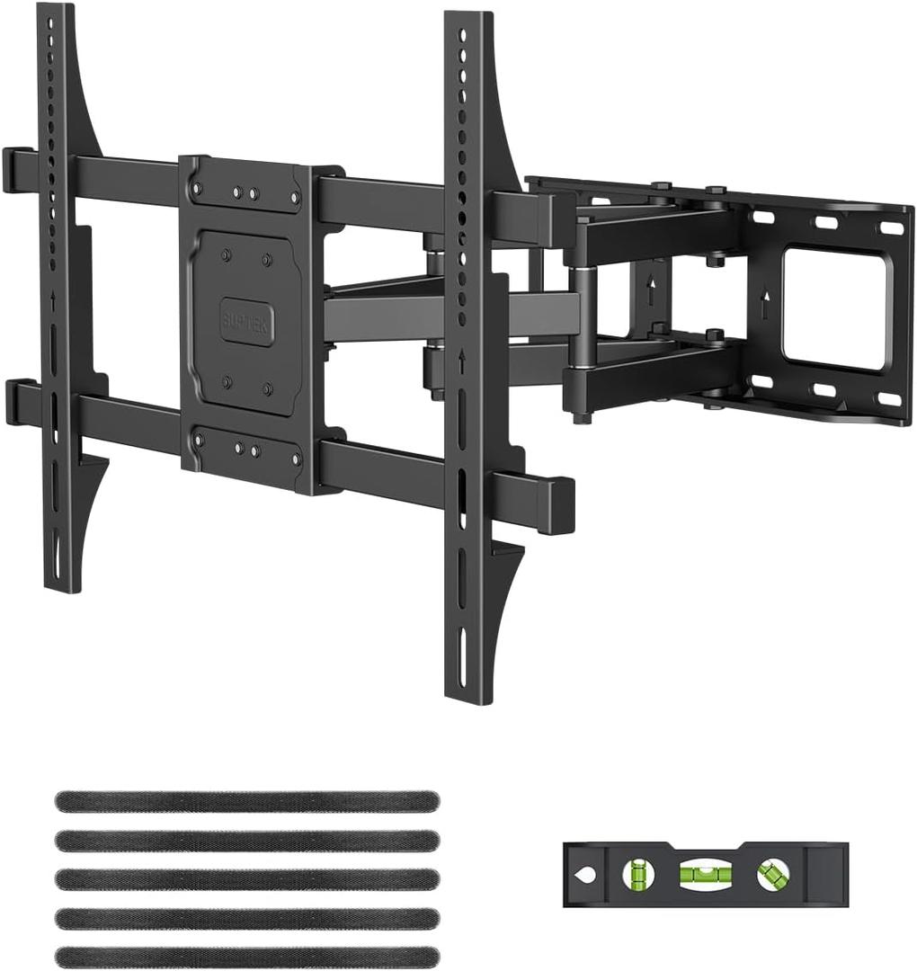 Suptek Full Motion TV Wall Mount for 42 to 86 Inch TV, Swivel and Tilt with Articulating Dual Arms, Max VESA 600X400mm, Holds up to 132lbs, Fits Max 16" Wood Studs, MA01A