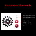 DJC Stone Bearing Bike Pulley Wheel Derailleur Pulley 7 8 9 10 11 12 Speed Narrow Wide Tooth Guide Roller 10t 12t 14t 16t MTB Road Bike Derailleur Over Sized Pulley Wheel(Black 12T)