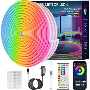 LED Strip Lights, 32.8FT LEDIC Neon strip lights, IP67 Outdoor Waterproof,with APP Control/IR Remote, Music Sync, DIY Design, Cuttable, for Bedroom, Gaming Room, Indoor Outdoor Home Decor