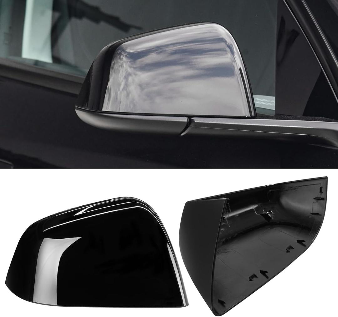 Jaronx Compatible with Tesla Model Y Side Mirror Cover Replacement 2020 2021 2022 2023 2024, Right Passenger Door Wing Black Rearview Mirror Cover Cap for Tesla Model Y Accessories-Glossy Black