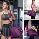 FIORETTO Womens Gym Tote Duffle Bag with Wet Pocket & Shoe Compartment, Sports Duffel Overnight Weekender Hospital Workout Carry on Bag for Girls, Ideal for Travel, Swimming, Dance, Ballet Dark Purple