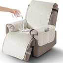 Timeles Waterproof Recliner Chair Covers,Oversized Recliner Covers for Recliner Chair with Pocket,Washable Chair Cover that Stay in Place for Pets & Dogs (Large: 28",Ivory)