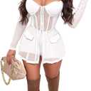 Jigfar Women Sexy Elegant Bodycon Jumpsuit Going Out Romper Birthday Party Club Night Outfits, XXL