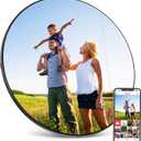 Frameo Digital Mirror Picture Frame, Touch Screen Smart WiFi Round Photo Frame Electronic, 32GB Storage, Wall-Mounted/Tabletop, Share Photos and Video with App