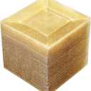 Liacere 100PCS Gold Square Plastic Plates - 6inch Gold Glitter Disposable Cake Plates- Premium Plastic Small Appetizer Perfect for Weddings & Parties