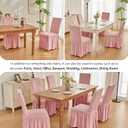 NICEEC Spandex Chair Covers for Dining Chairs Covers Set of 2 Removable Dining Room Chair Covers with Skirt Parson Chair Slipcovers Washable Chair Protector for Kitchen Wedding Banquet(Pink)