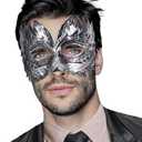 BODIY Vintage Masquerade Mask for Men Gold Roman Soldier Mask Venetian Eyemask Cosplay Custome Masks Rave Accessory (Silver)