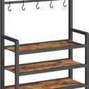YATINEY Hall Tree, Coat and Shoe Rack, Entryway Coat Rack with 4-Tier Wooden Shoe Rack and 10 Hooks, Freestanding Hall Tree with Shoe Storage for Entryway, Hallway, Rustic Brown and Black MT09BR