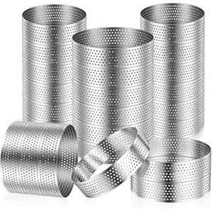 24 Pcs Tart Ring Round Stainless Steel 3.15 Inches and 2.36 Inches Perforated Tart Ring, Metal Pastry Mold Heat-Resistant Perforated Cake Mousse Rings Small Fruit Tarte Crust Tools for Baking
