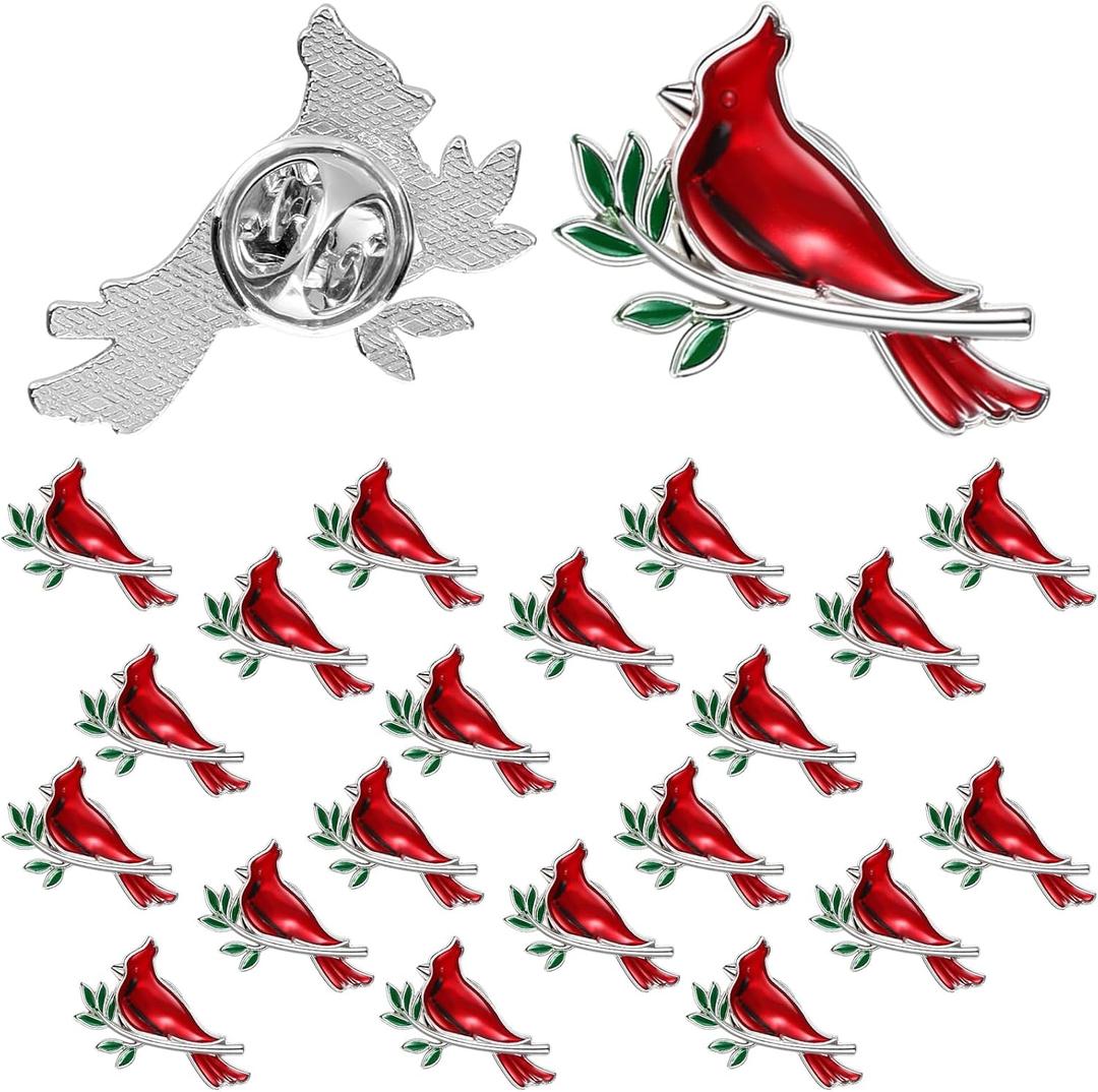 Jexine 20 Pcs Memorial Cardinal Sign Pins Set Funeral Favors Pocket Token Guardian Gifts Pocket Oil Dropped Religious Celebration of Life Memorial Sympathy Gifts Cardinal Charms
