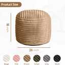 HIGOGOGO Round Stuffed Pouf Ottoman, Stripe Faux Fur Poufs with Foam Chunk Filling, Furry and Fluffy Pouf Foot Stool Storage Ottoman, 26 X 18 Floor Poufs Foot Rest for Living Room, Brown