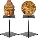 2 Pcs Black Metal Base for Sculptures Mask Display Holder African Masks Puppet Stand Sculpture Stand (7.9  7.9  7.9 Inch)