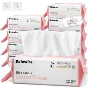 Soft Dry Wipe 10 Pack, Face Tissues, Lint Free Facial Cleansing Towels Disposable, Extra Thick Dry and Wet Use for Sensitive Skin, Makeup Removing, Surface Cleaning (800 Count)