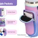 DLOCCOLD Water Bottle Carrier Bag with Phone Pocket for 40 oz Tumbler, Water Bottle Holder with Adjustable Shoulder & Handheld Strap, Carrier Sling Bag for Water Bottle Walking Camping Travelling (Garden Sketch)