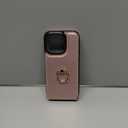 Folosu Compatible with iPhone 14 Pro Case Wallet with Card Holder, 360Rotation Finger Ring Holder Kickstand, RFID Blocking Leather Protective Double Buttons Shockproof Cover 6.1 Inch Rose Gold