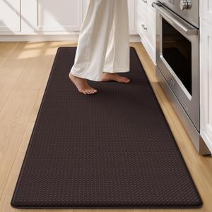 Color&Geometry Anti Fatigue Cushion Kitchen Mat for Floor -24"x59",Wide,Easy Clean, Water & Oil Proof, Anti Slip, Foam Rubber Runner Rug for Front Sink Comfort Standing,Brown
