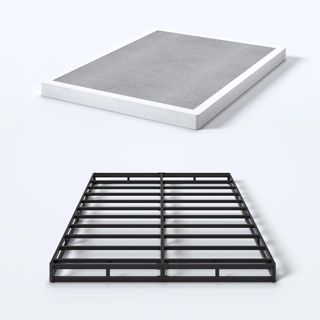 YORMDMO 4 Inch Full Box Springs, Low Profile Box Spring Only for Full Bed, Heavy Duty Metal Mattress Foundation with Fabric Cover, Easy Assembly, Noise-Free
