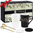 Mr and Mrs Coffee Mugs-Couple Gift for Bridal Shower Engagement Wedding and Married Couples,husband Wife,him Her,men Women,newlyweds 14 Oz Ceramic Mugs (black,white)