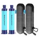 Membrane Solutions 2 Pcs Personal Water Filter Straw with 2 Storage Case Travel Carrying Bag Portable Water Filtration Carrier, Hard Shockproof EVA, for Camping, Hiking, Water Purifier Survival