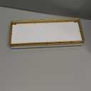 Bathroom Tray for Counter Top Organizer  Oak Wood Vanity Tray with Metal Frame for Dresser, Kitchen, Nightstand  Gold & White Decorative Storage (11" x 4.5" x 1.5")