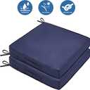 Patio Chair Cushions Waterproof Outdoor Seat Cushions for Patio Furniture 3-Year Color Fastness Garden Sofa Couch Adjustable Straps 2Pcs (Navy Blue, 19 x 19 x 3 in)