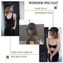 Qlenkay Baseball Hat Wig 24in Long Curly Wavy Extensions Synthetic Hairpiece Adjustable Cap Attached 2B Wave Hair for Women Light Brown