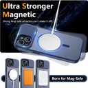 YFEMLAZ for iPhone 15 Case(Built-in Invisible Kickstand) Heavy Duty MagneticCompatible with MagSafe Military-Grade Drop Protection,Translucent Matte for iPhone 15 Case 6.1",Blue