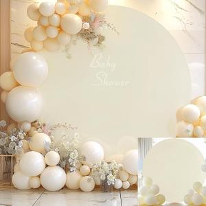 Gallety 7.2 FT Ivory Round Backdrop Cover for 5 to 7.2ft Circle Stand Adjustable Polyester Arch Backdrop Cover for Wedding Arch Birthday Party Photography Decoration