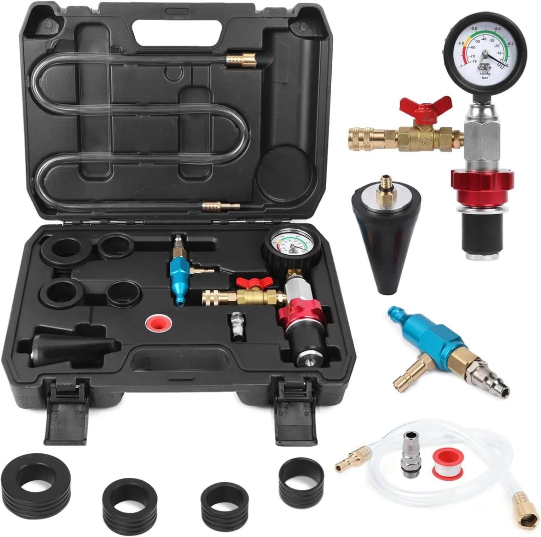 Coolant Vacuum Refill Kit Quick Airlift Coolant Refill Tool, Universal Adapters, Precise Flow Control Pneumatic Vacuum Fill Coolant, Cooling System Vacuum Purge & Refill Kit for Most Vehicles
