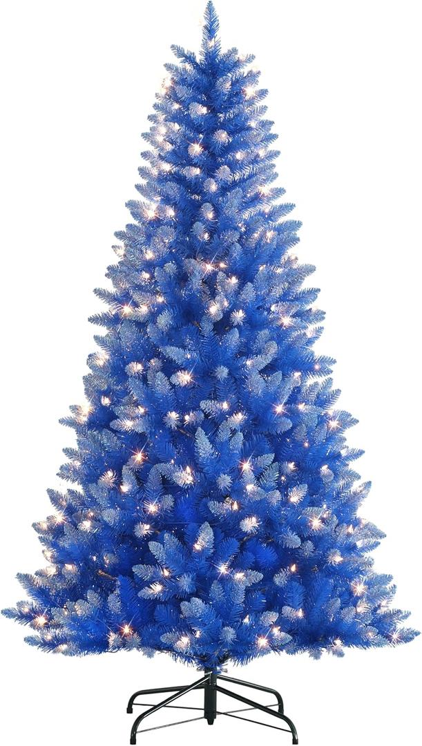 Puleo International Pre-Lit 6.5' Artificial Christmas Tree with 300 Lights, Blue Puleo International Pre-Lit 6.5' Artificial Christmas Tree with 300 Lights, Blue