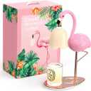 CODOGOY Fragrance Candle Warmer Flamingo Lamp with Timer, Dimmable, Halogen, Polished, Pink, for Home Decor 6.69 x11 x15.35 in