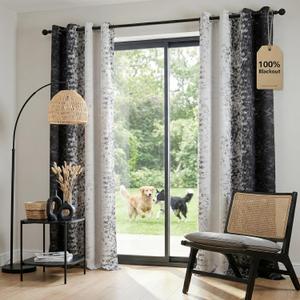 PONY DANCE Black and White 100% Blackout Curtains 84 Inches Long for Living Room, Modern Style Thermal Insulated Gradient Drapes for Bedroom/Youth Dorm/Study/Nursery, 2 Panels Set, 52Wx84L