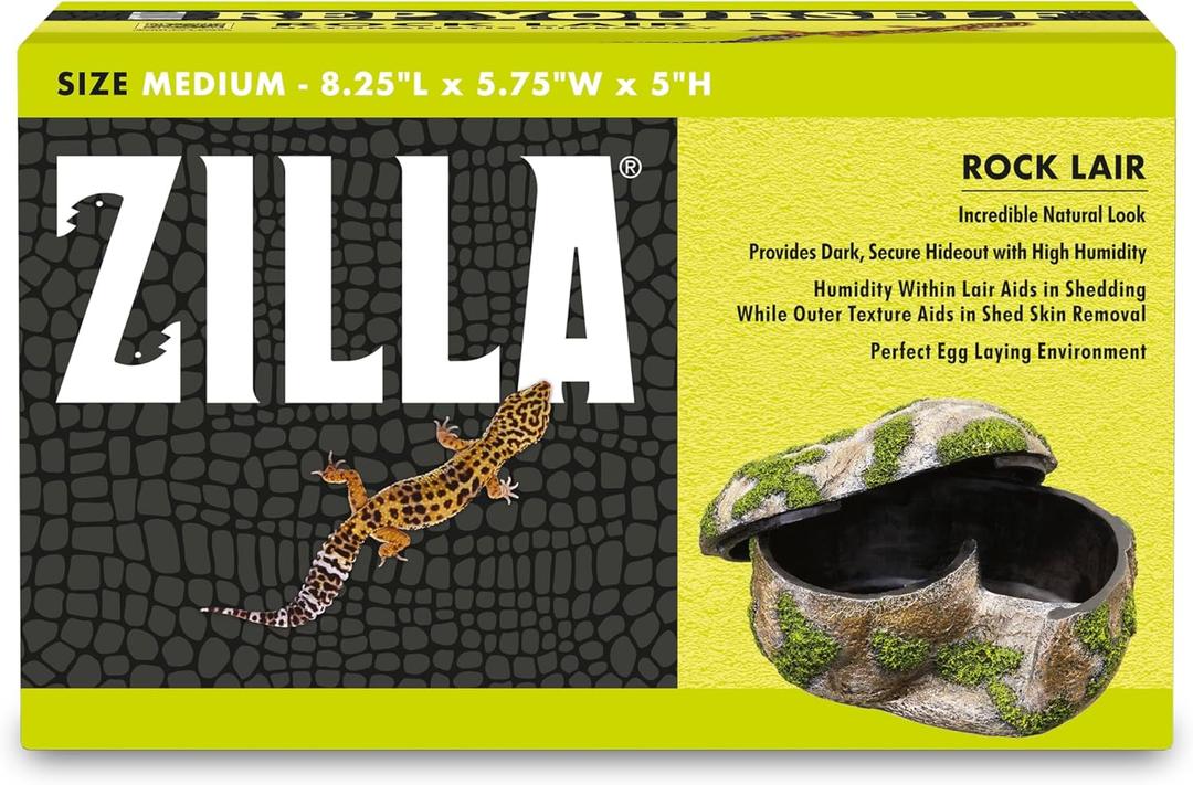 Zilla Rock Lair, Naturalistic Hide, Supports Shedding and Egg-Laying, Retains Humidity, Ideal for Snakes and Lizard, Medium