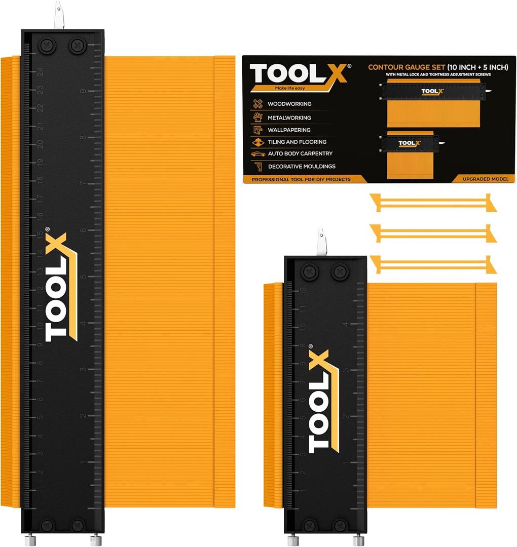 Contour Gauge Tool (10+5 Inch with Lock), Shape Duplicator Profile Tool for Woodworking & Flooring, Stocking Stuffers for Men, Mens Gifts, Best Christmas Gifts Men 2025