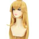 Morvally Blonde Princess Cosplay Synthetic Wig with Crown and Earrings for Adult Women Long Wavy Costume Wig Set for Halloween Party (Adults Blonde)