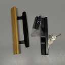 Patio Sliding Patio Door Handle Set with Mortise Lock, Key Cylinder and Keeper, Wood Handle Lock Set Fits Door Thickness from 1-1/2" to 1-3/4", 3-15/16" Screw Hole Spacing, Keyed, Black