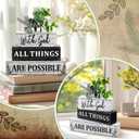 Geelin 4 Pcs Christian Wooden Sign Farmhouse Rustic Eucalyptus Leaves Wood Block Sign Table Centerpiece Religious Tiered Tray Decor Centerpiece Decor for Home Summer