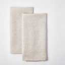 100% Pure Flax Linen Kitchen Hand Towels Set of 2 - Quick Dry Extra Soft 20 x 27 Inch Tea Dish Towels - Handcrafted with Hanging Loop - (Linen)