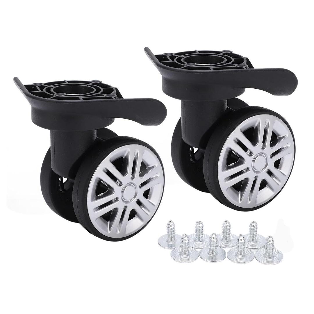 Milltrip Luggage Wheels, 1 Pair Double Row Wheels, Quiet Spinner Wheels for Suitcase Repair, Wear-Resistants PP/PET Material, Easy Install with Included Screws - Fits Most Travel Trunks