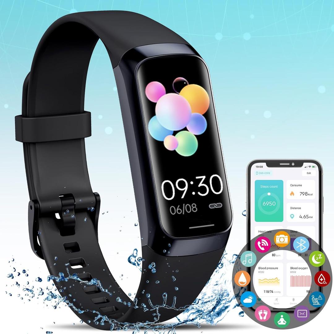 Fitness Tracker,Smart Watch with Blood Pressure Heart Rate Body Temperature & Sleep Monitor IP67 Waterproof Step Calorie Counter Pedometer Health Fitness Activity Watch for Android iOS Phone Men Women