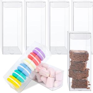 100 PCS Clear PET Plastic Storage Boxes Transparent Present Box Empty Containers Rectangle Cube Candy Chocolate Cookies Treat Case for Christmas, Wedding, Party, Baby Shower (2x2x6 Inch)