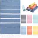 Turkish Beach Towel, 36"x71" Quick Dry Sand Free Oversized Bath Pool Swim Towel, Lightweight Travel Turkish Towels Vacation Essentials, Blue