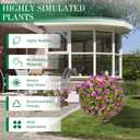 25" Artificial Boxwood Topiary Ball Trees with Purple Daisy, Fake Mums Plants with Ground SpikeSet of 2 UV Resistant Faux Bushes, Fake Shrubs for Garden, Patio, Porch, Yard, Indoor