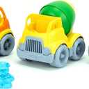 Green Toys Construction Vehicle Includes Scooper, Dumper, Mixer, 1 Character- 3 Pack - 4C