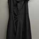 VFSHOW Womens Ruffle One Shoulder Strap Ruched Formal Prom Wedding Maxi Dress V Neck Elegant Split Cocktail Evening Long Gown (Black, Large)